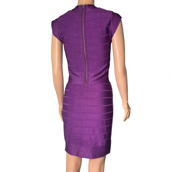 FRENCH CONNECTION Vintage SIZE 6 DEEP PURPLE BANDAGE BODYCON MINI stretchy DRESS - Picture 7 of 12